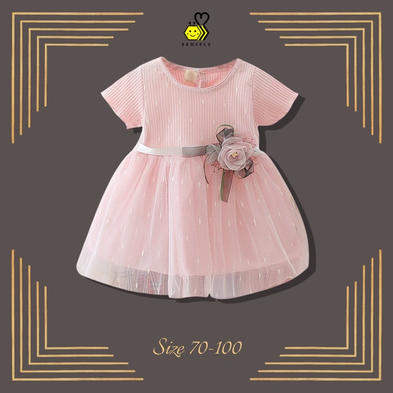 《Pink Rose Dress》dress anak import kualitas PREMIUM, gaun pink, gaun pesta anak, dress pink, dress b