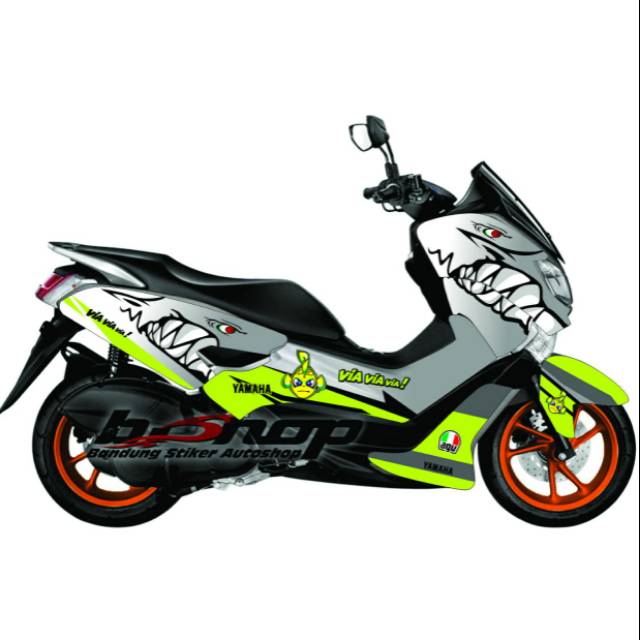 Decal Nmax Sticker Lis Variasi Motor Yamaha Shark Silver Atau Abu