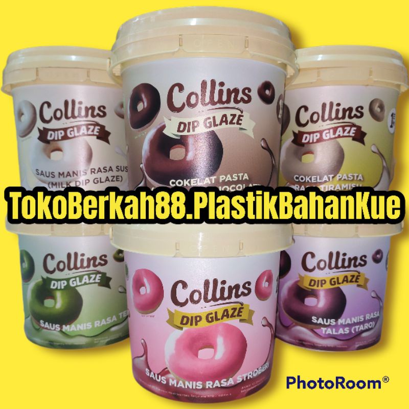 

PROMO MURAH..!! COLLINS DIP GLAZE COKEAT/TIRAMISU/STRAWBERRY/SUSU/TARO/GREEN TEA UK. 1 KG