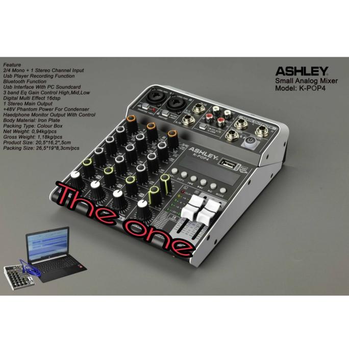 mixer audio usb bluetooth soundcard ashley kpop4 / kpop 4 original