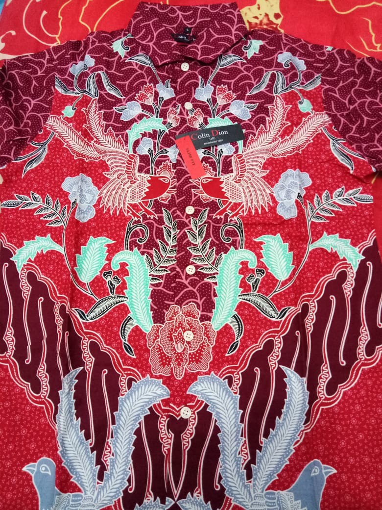 Kemeja Batik Pria Slim Fit Lengan Pendek Original Odza  Warna Merah Imlek Os233