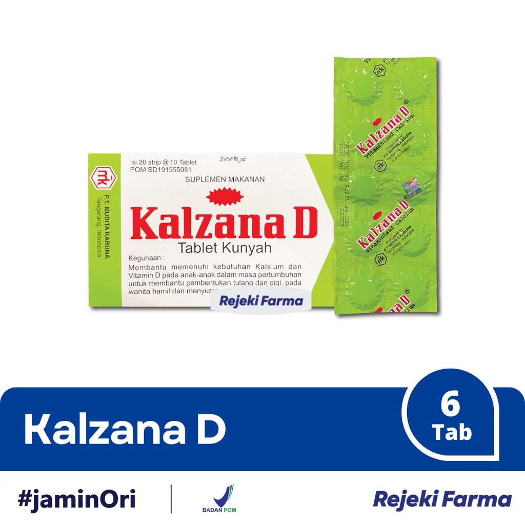 Kalzana-D 1 Per Strip 10 Tablet Kunyah - Kalzana D KalzanaD Kalsium