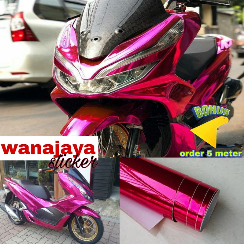 STICKER SKOTLET MOTOR CROM / STIKER MOTOR WARNA PINK / STIKER METALIK / STICKER SKOTLET CROM PINK
