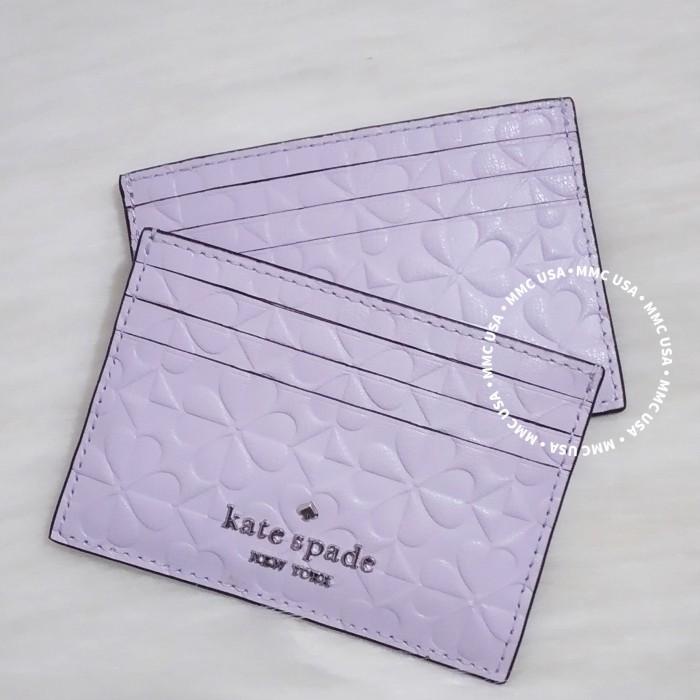 Kate Spade Small Slim Card Holder Hollie Spade Clover Geo Ks6154 - Black