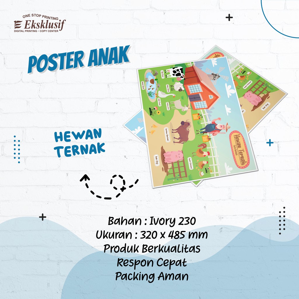 Poster Anak / Poster Dinding (MENGENAL HEWAN TERNAK) Poster custom / Poster edukasi Anak / Poster A3