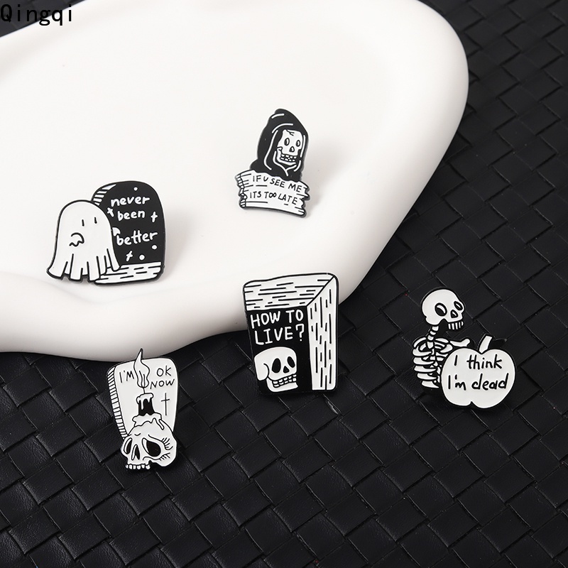 Bros Pin Enamel Bentuk Tengkorak Gaya Punk Gothic Untuk Hadiah