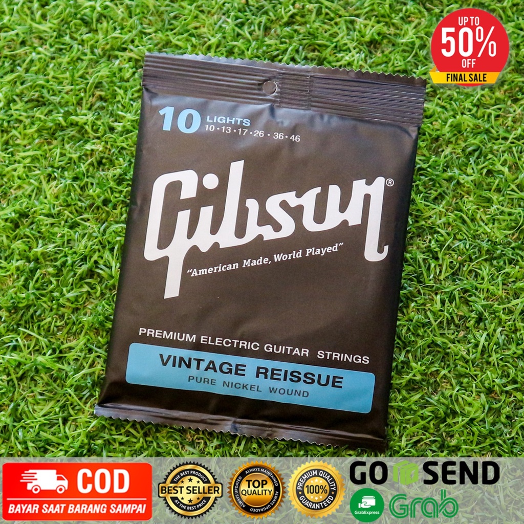 Senar Gitar Elektrik Gibson VINTAGE REISSUE  10-46 Premium Quality Gibson Electric Guitar Strings (1 set)