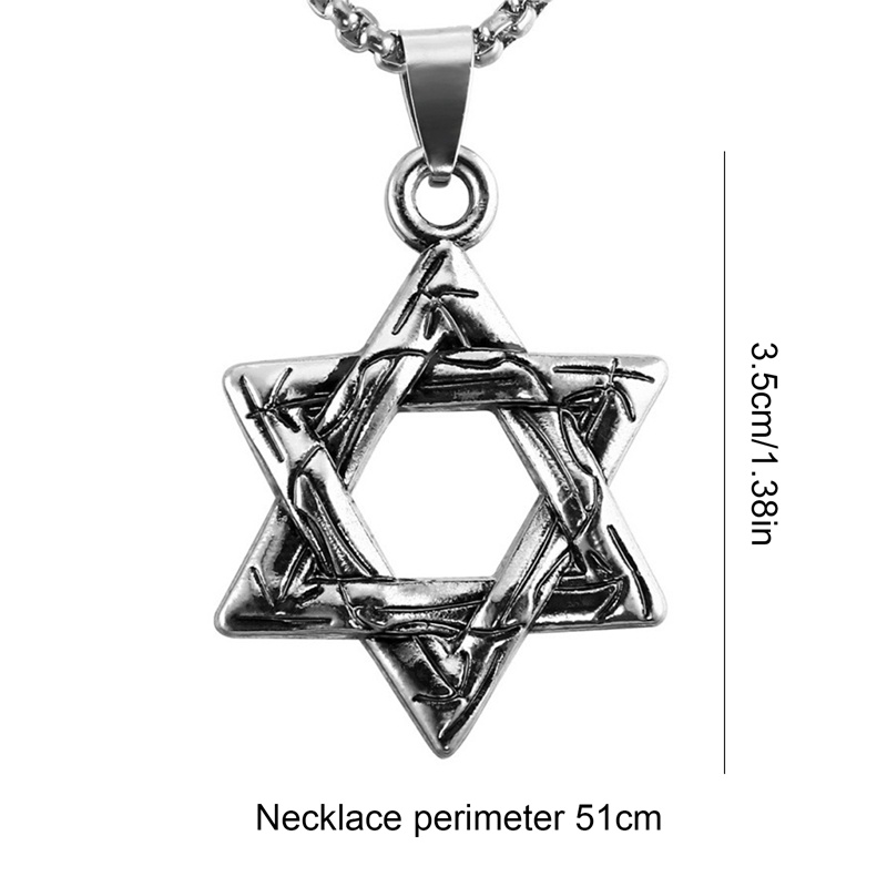 Kalung Rantai Liontin Hexagram Gaya Hip Hop Untuk Unisex