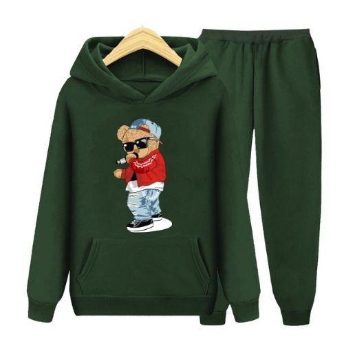 SETELAN ANAK SWEATER HOODIE TEDDY BEAR SING SIZE M, XL