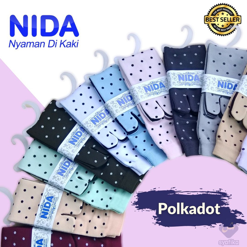 Kaos Kaki Jempol Motif Polkadot/ Kaos Kaki Muslimah Banyak Pilihan Warna