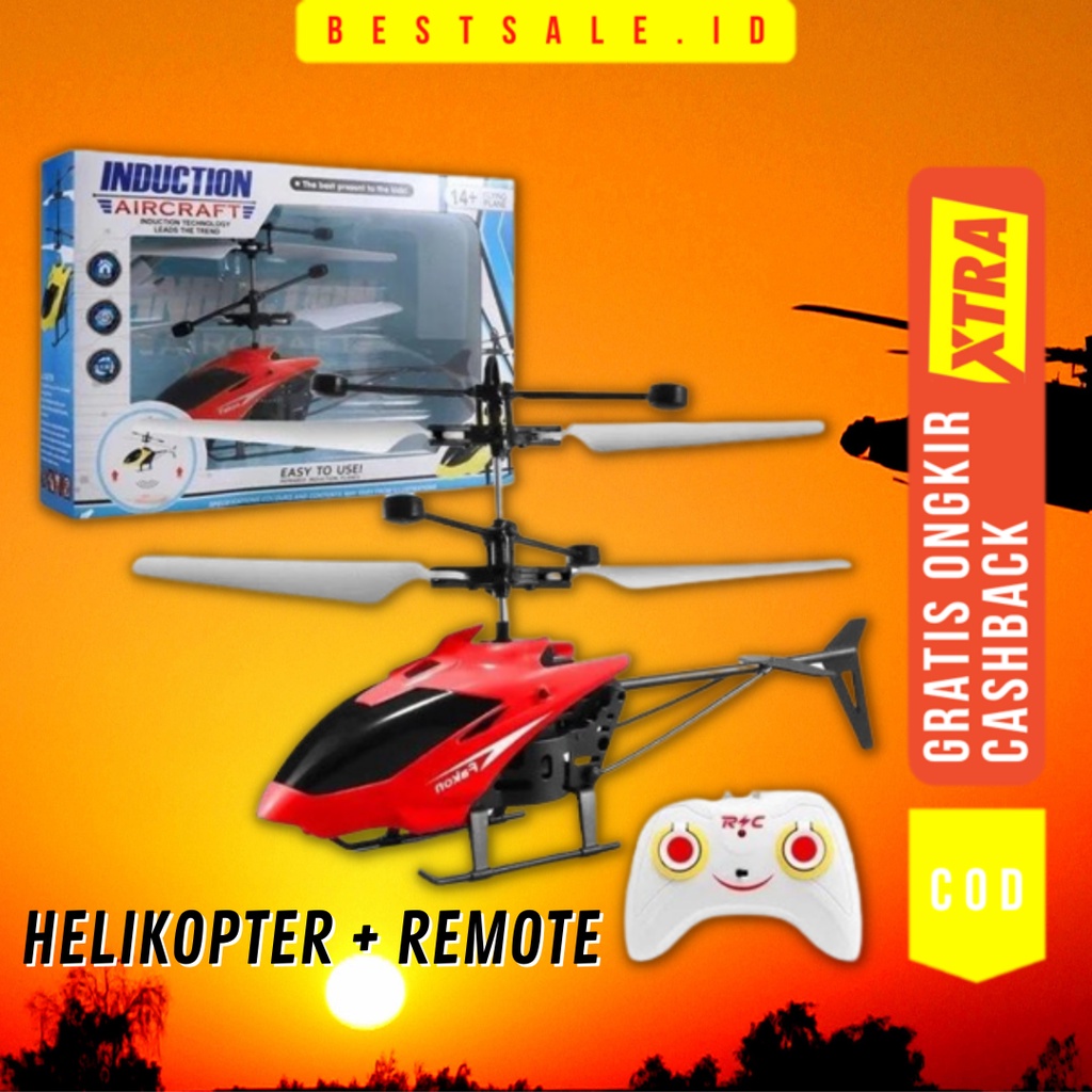 Mainan Helikopter RC - Mini Helicopter RC+ Sensor Tangan LED - Mainan Pesawat Terbang Anak