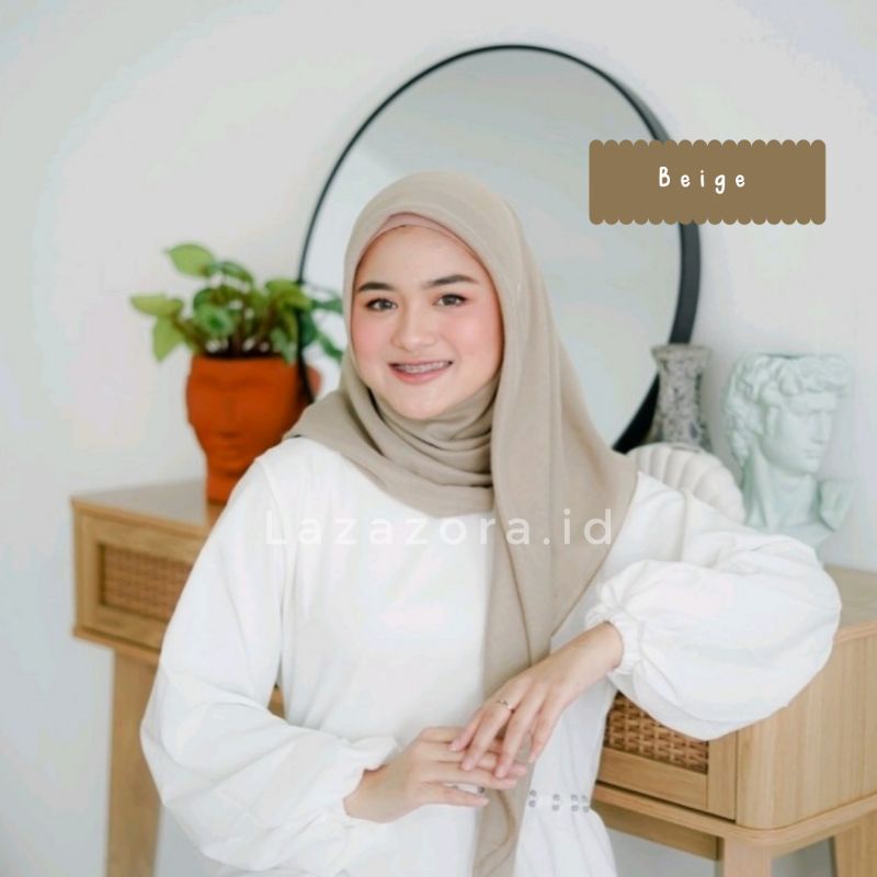 Hijab Segiempat Paris Premium Original Jahit Tepi 115×115 Cm Murah Anti Nerawang Tebal Anti Letoy Anti Mleyot-Beige