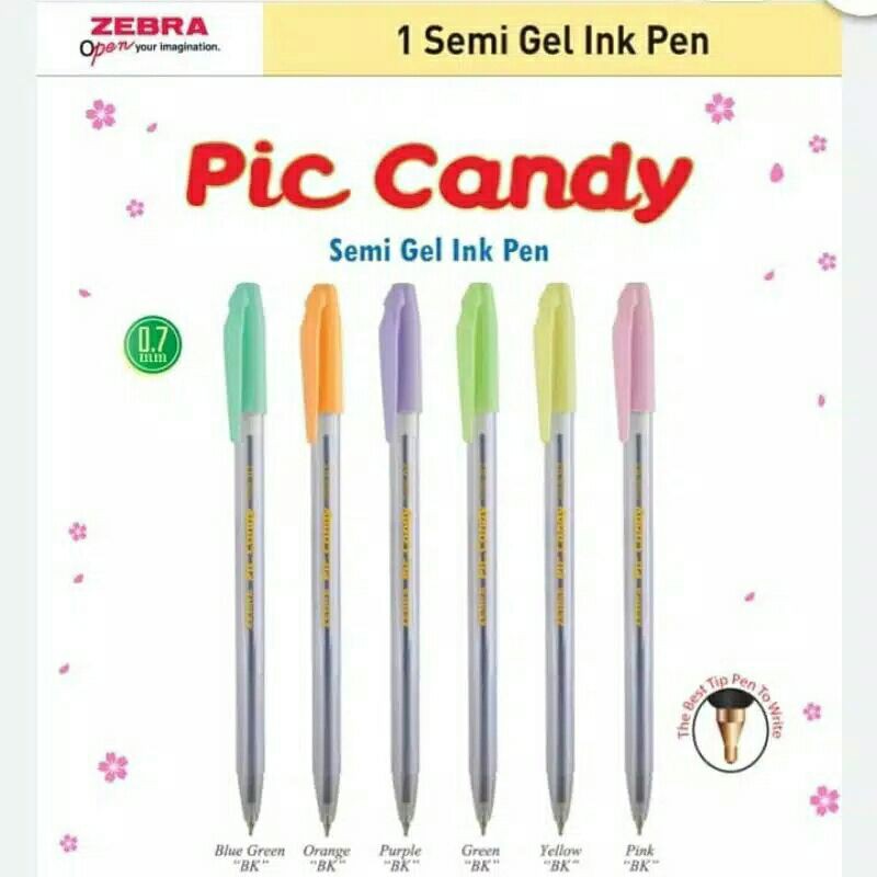 

Pulpen Semi Gel Ink Zebra Pic Candy 0.7mm Harga Lusinan