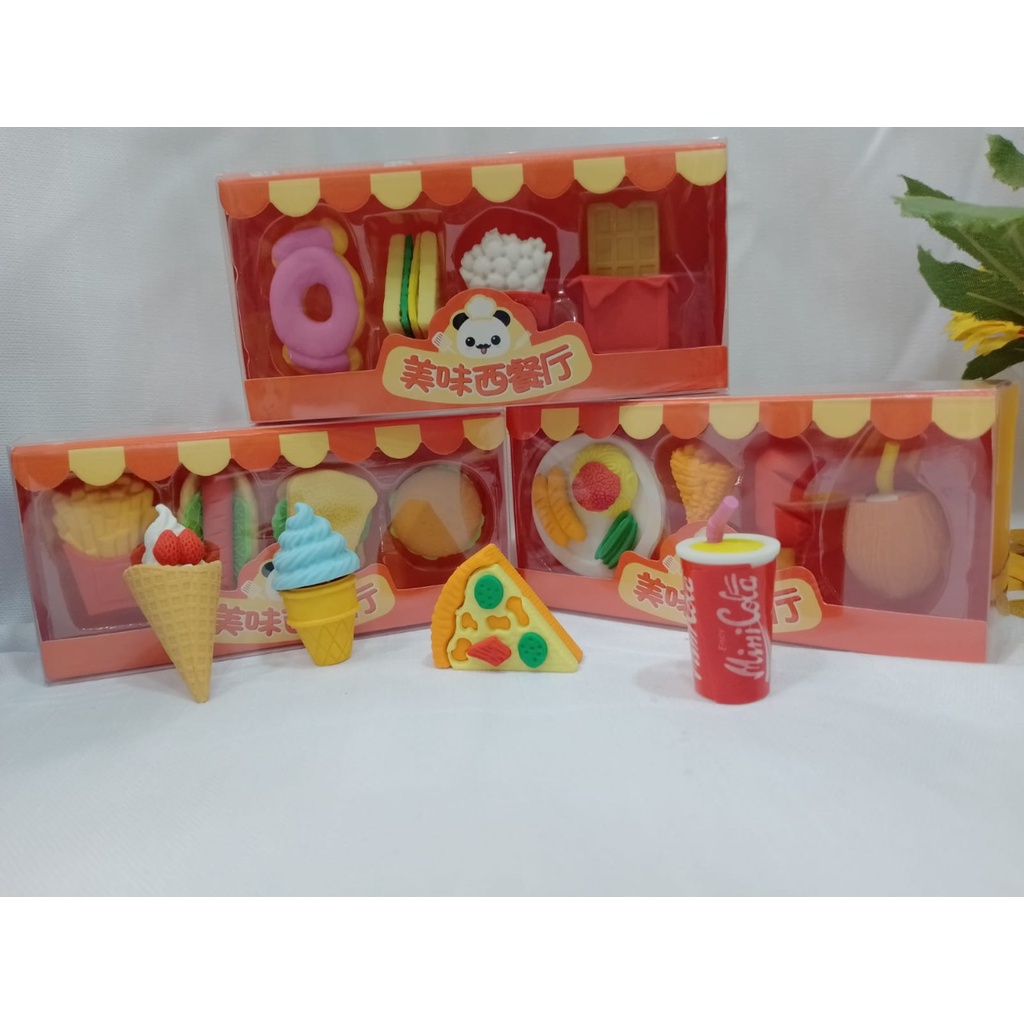 

HAPUSAN LUCU BENTUK MAKANAN FOODIES 1 BOX ISI 4 PCS UNIK BANYAK VARIAN BENTUK LUCU MURAH KARET HAPUS STIK ANAK SEKOLAH IMUT FAVOURITE BEST QUALITY READY GROSIR DAN COD