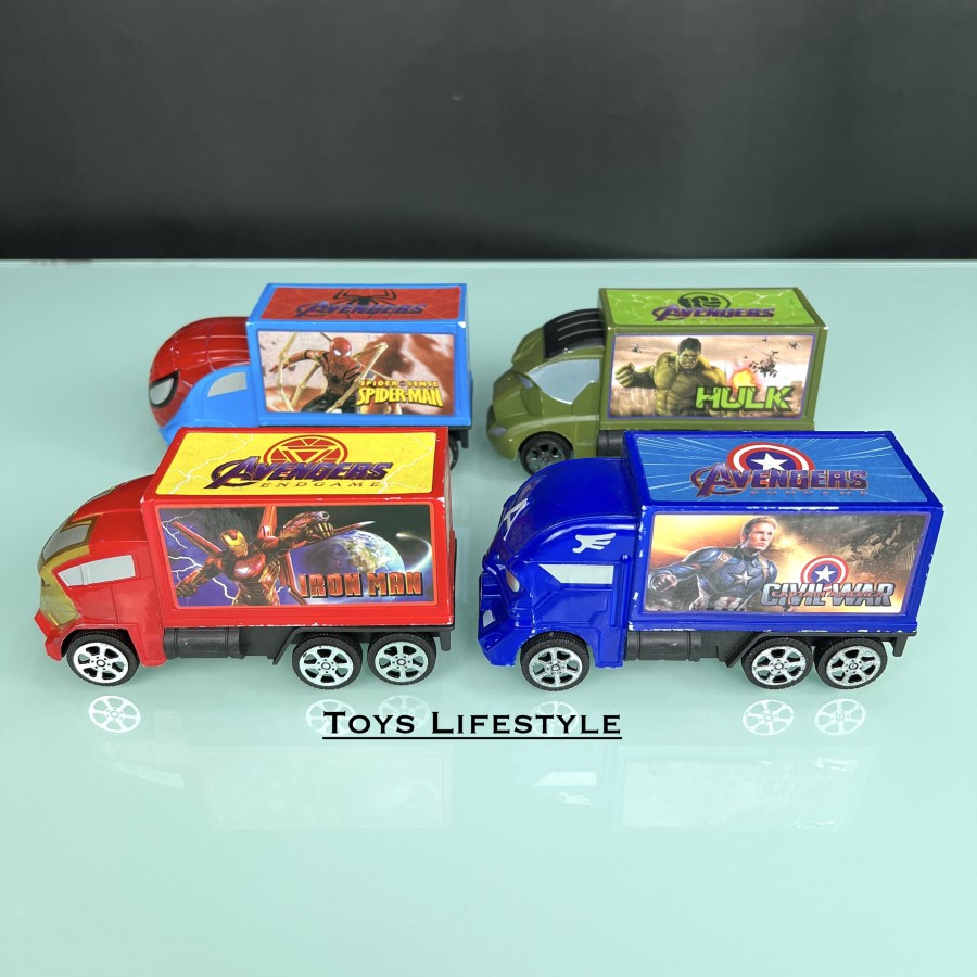 Mainan Mobil Truk Marvel TUNE Masked Carry Hero Truck (Friction)