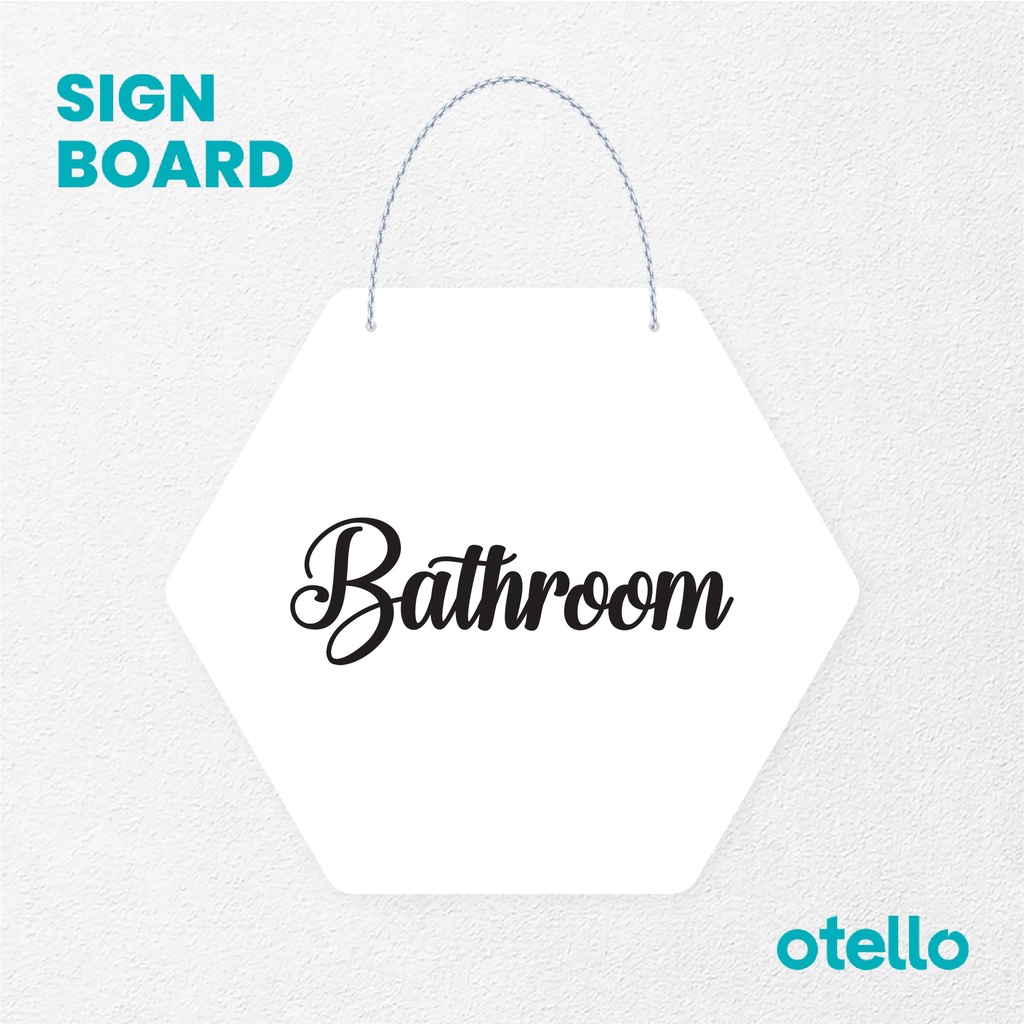 Otello Sign Bathroom Signage Board Acrylic Papan Gantung Label Akrilik Rantai Petunjuk Toko Modern Minimalist Kafe Restoran Kantor Gedung Cafe