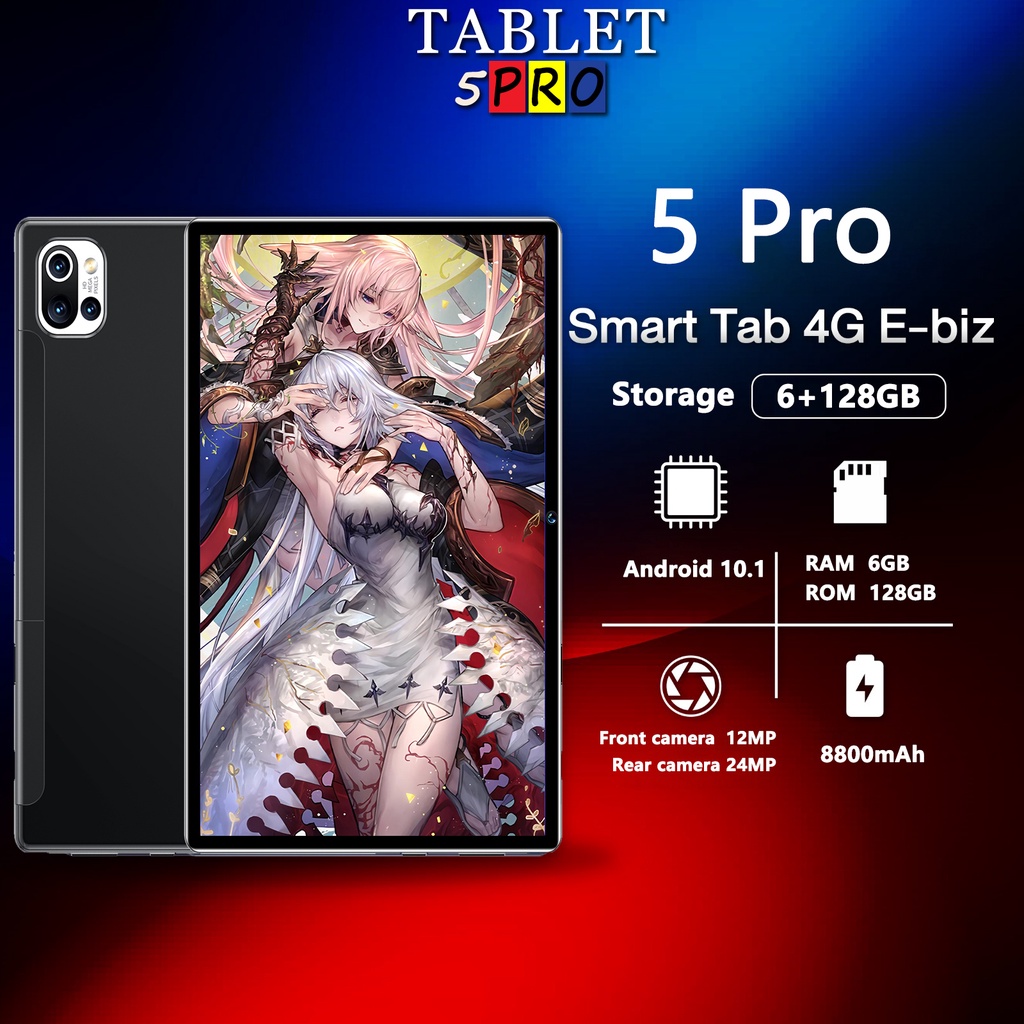 Asli Tablet PC 5 Pro 6GB RAM + 128GB ROM Android 10.0 Dual SIM Dual Standby HD Display Merek Baru Jaringan Sepuluh Inti 5G Tablet Murah COD