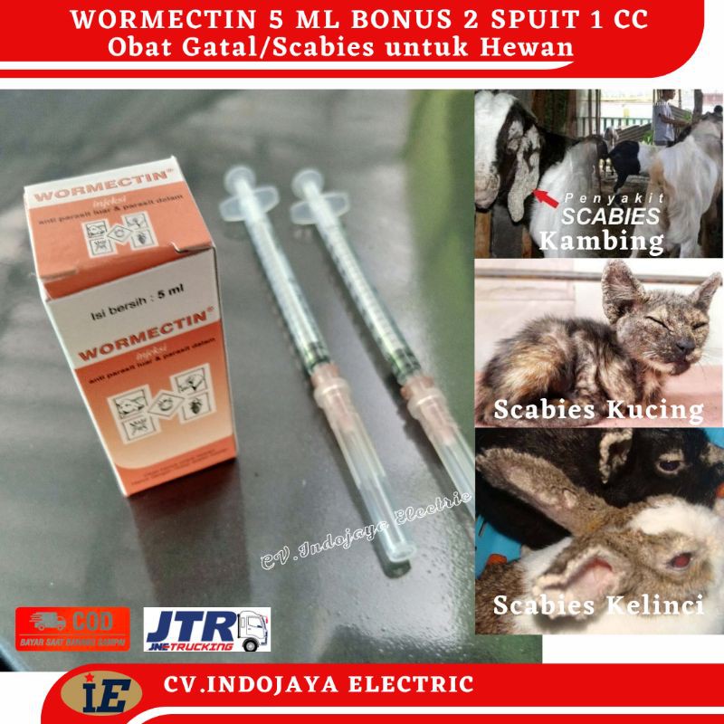 WORMECTIN 5ml Untuk Jamur Kucing Scabies kelinci Scabies Anjing Cacing Kucing Kambing