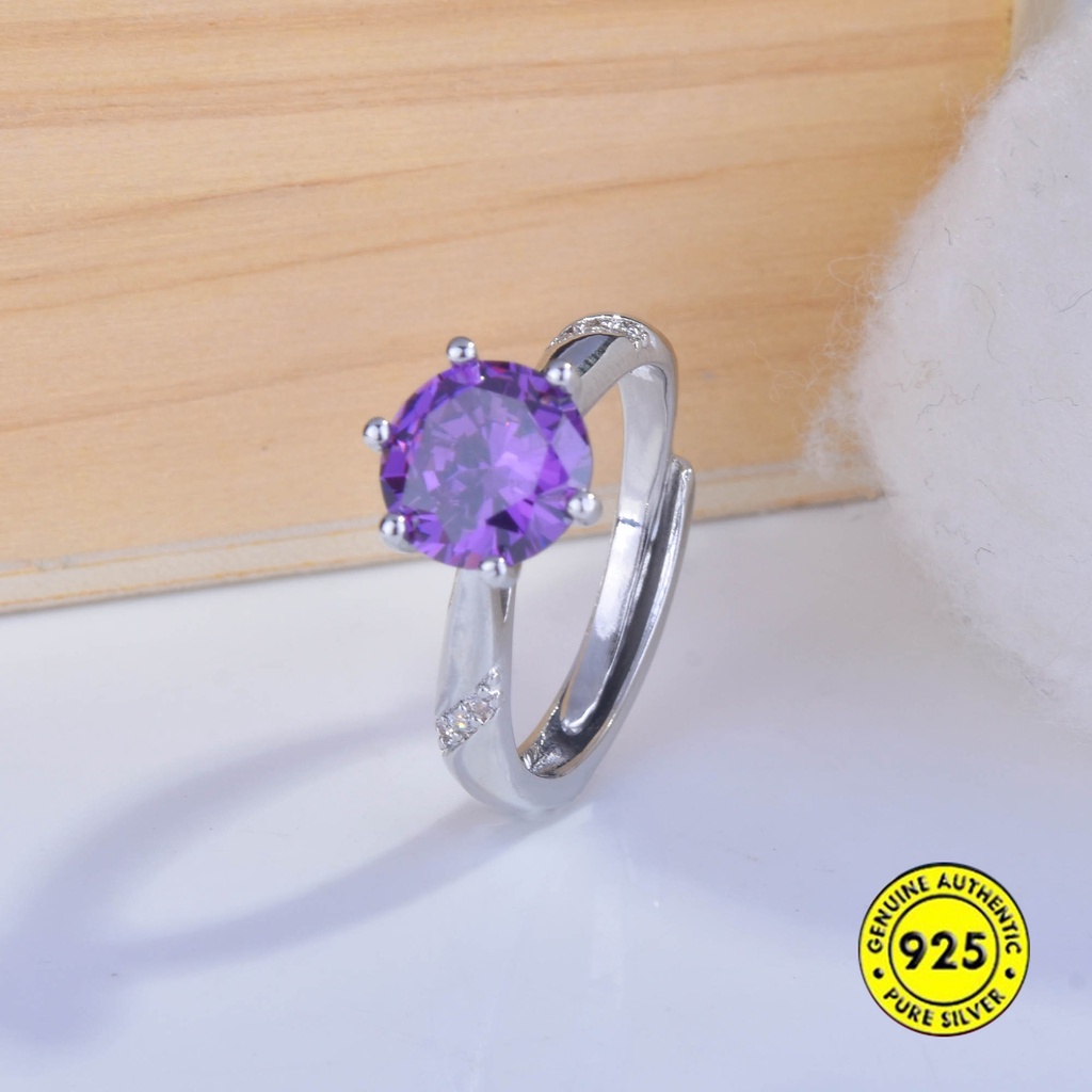 Cincin Amethyst Moissanite Model Terbuka