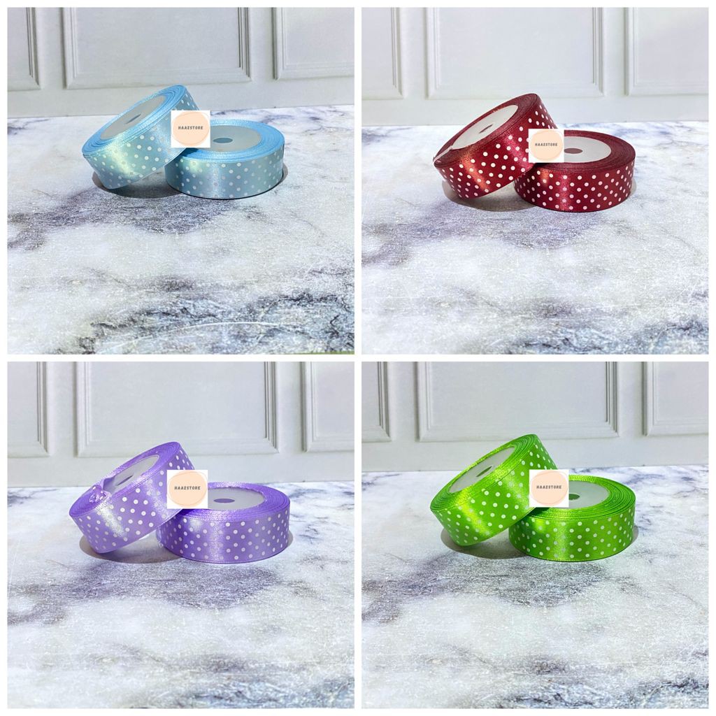 

PITA SATIN ONDE POLKADOT 1 INC 2.5cm GOODIE BAG SOUVENIR PESTA ULANG TAHUN PERNIKAHAN HIASAN ROL