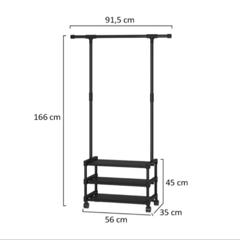 Rak Gantungan Baju Stand Hanger Single Rak Sepatu 3 Susun Multifungsi