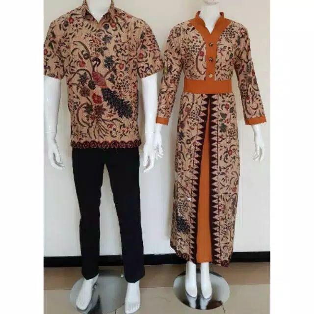 Sarimbit Gamis Mataraman Sogan Merak Longdress Couple Gamis Seragam Kerja Kondangan Batik Vintage