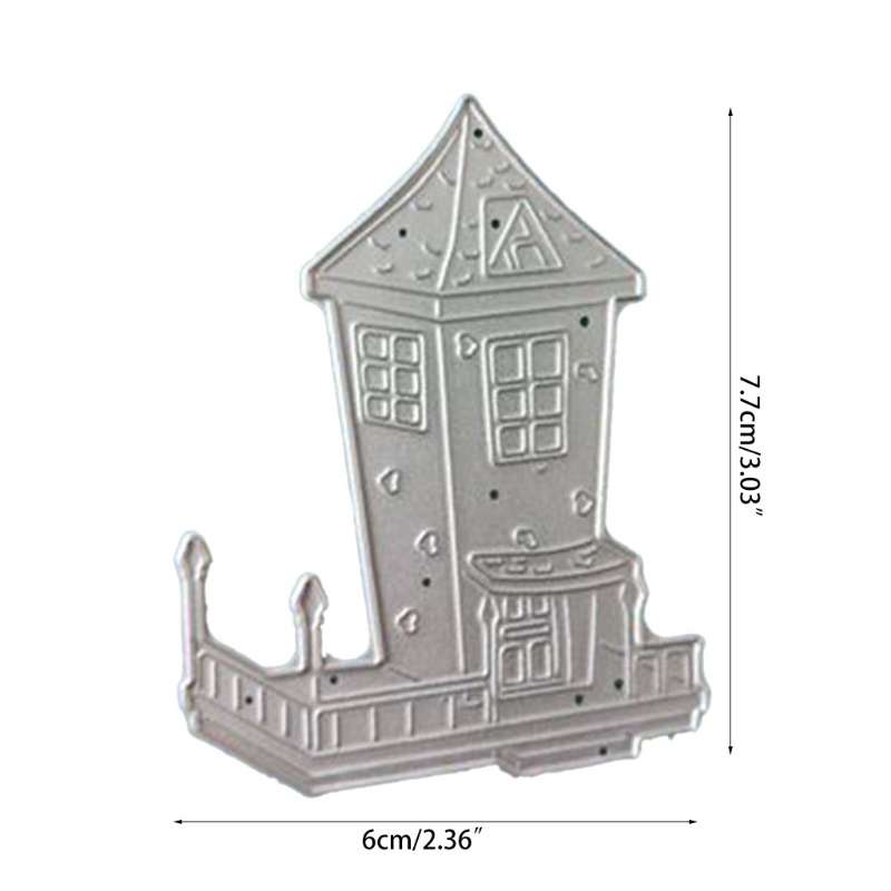 Zzz Cetakan Stensil Cutting Dies Motif Rumah Natal Bahan Metal Untuk Scrapbook / Craft DIY
