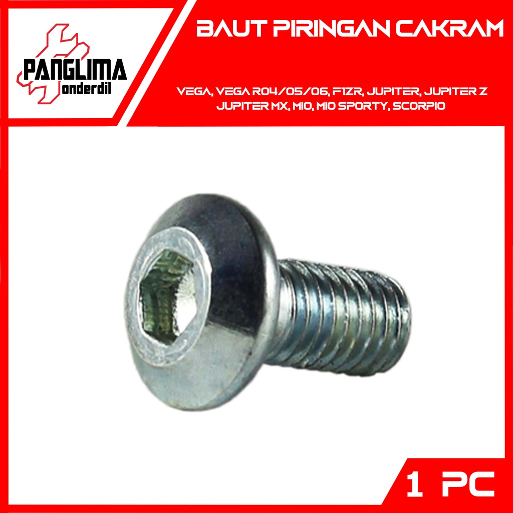 Baut Piringan Cakram All Yamaha Mio &amp; Jupiter MX-Z &amp; Vega ZR-R &amp; Nouvo &amp; NMax &amp; Fino &amp; X-Ride &amp; Soul GT &amp; Vixion &amp; RX King &amp; F1ZR &amp; Scorpio Baud 8x16 Kunci L