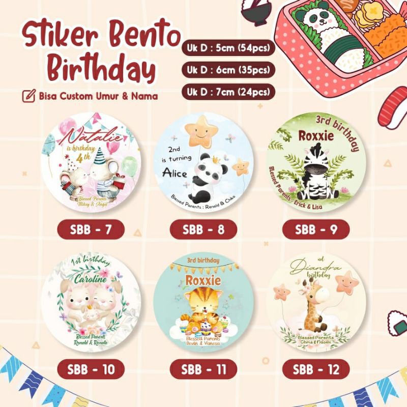 

Stiker bento ulang tahun birthday hampers souvenir party anak