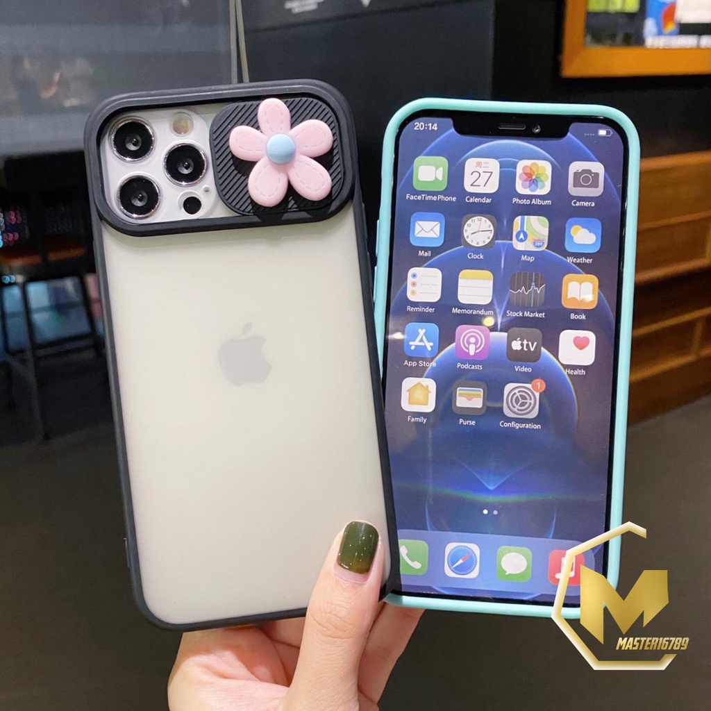 softcase slide pelindung kamera flower 3d ip 6 6+ 7 7+ 8 8+ se 2020 x xr xs max ma2211