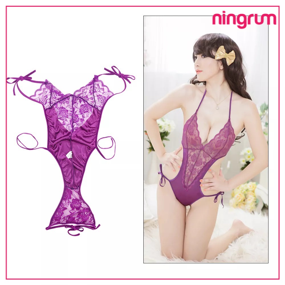 Ningrum Pakaian Dalam Wanita Lingerie Sexy Bodysuit Erotis Renda Baju Tidur Sexy - 4005