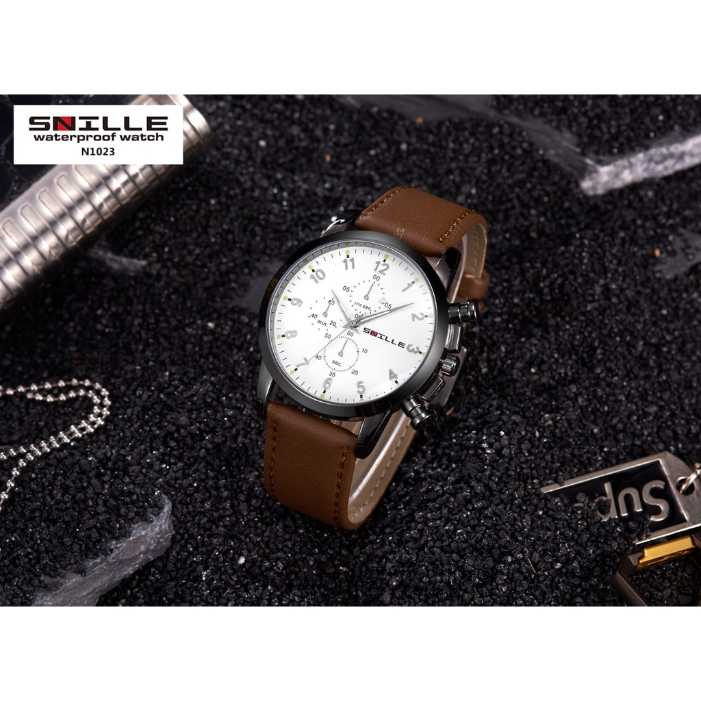 Snille Jam Tangan Kulit Pria Original Asli Anti Air Waterproof 1023