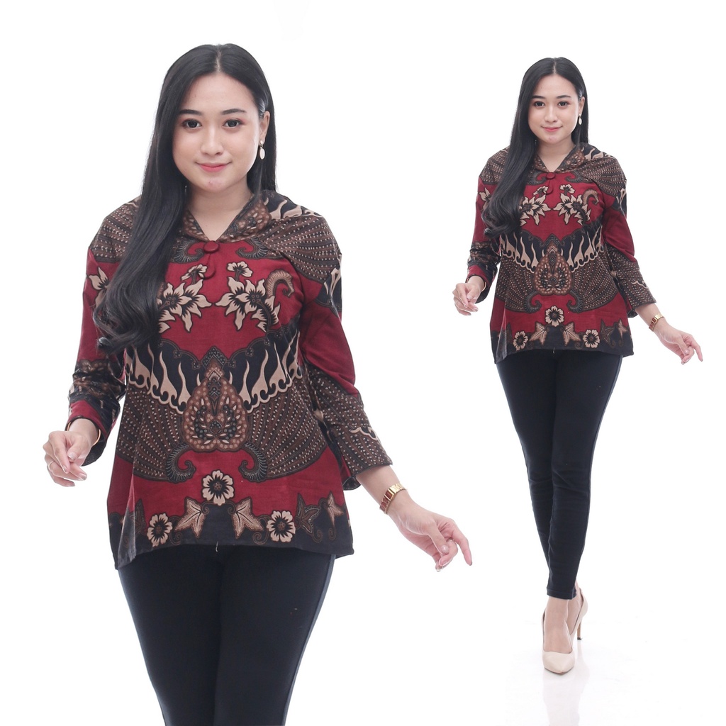 Maura Couple - Sania Ruffle Batik Couple Ori Ndoro Jowi Garansi Termurah Shopee - BATIK MODERN SOLO-BLK Garuda Merah