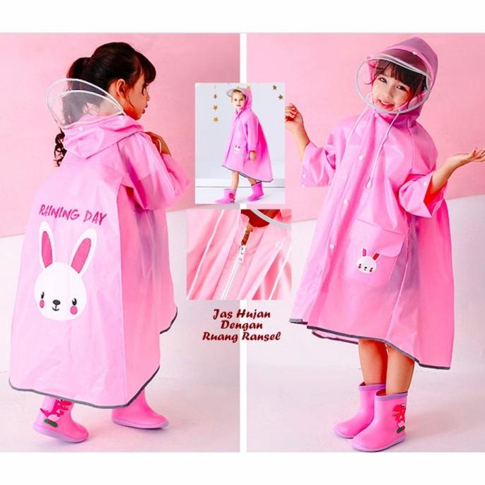 Jas Hujan Anak motif Flamingo