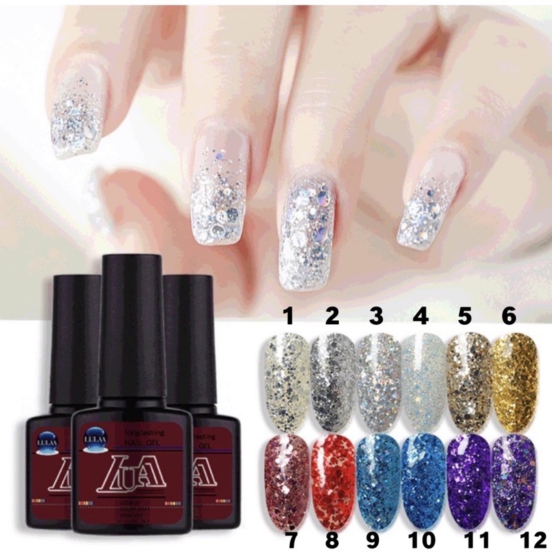 LULAA glitter gel polish 7ml uv led lamp soak off gel polish kutek gel nailart