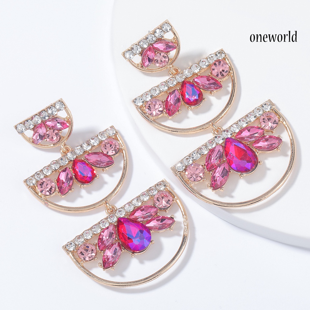 OW# Earrings Colorful Geometric Alloy Semicircle Long Dangle Earrings for Women