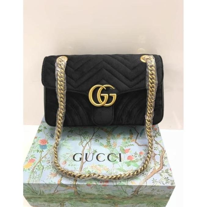 ORI LEATHER jual tas gucci gg marmont velvet shoulder super mirror qu