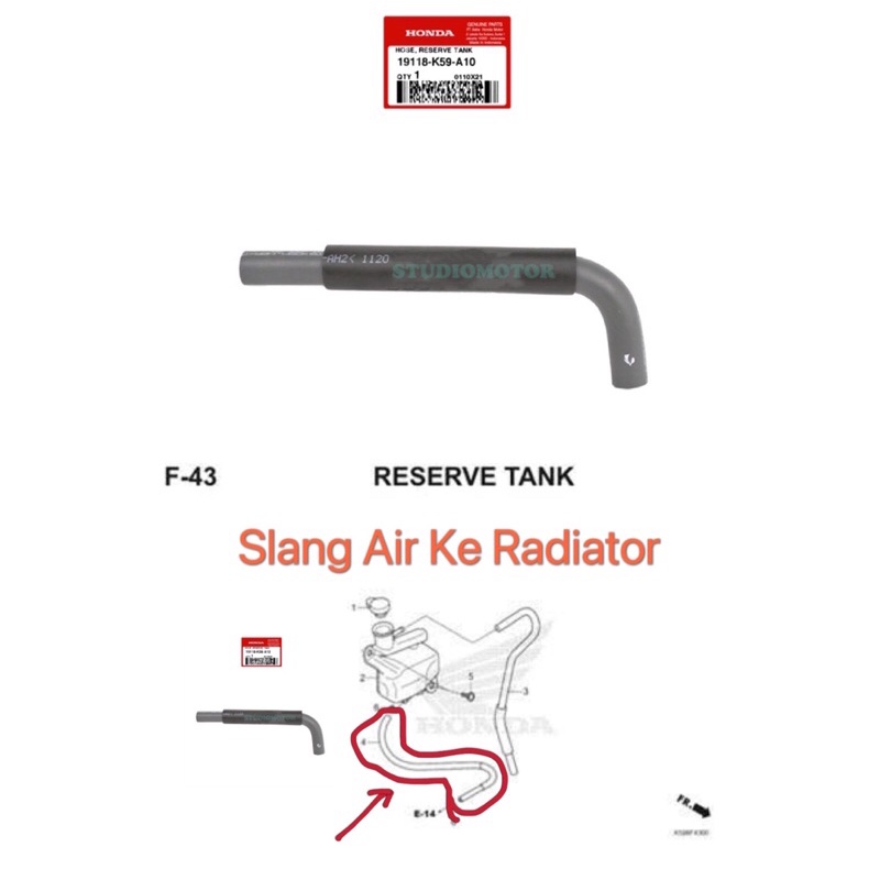 Tangki / Tanki / Tempat Cadangan / Tabung Air Radiator Tank Reserve + Slang Air Hose Reserve Tank Vario 125 ESP K60 / Vario 150 K59 2015 2016 2017 2018 2019 2020 2021 19111K59A10 19118K59A10