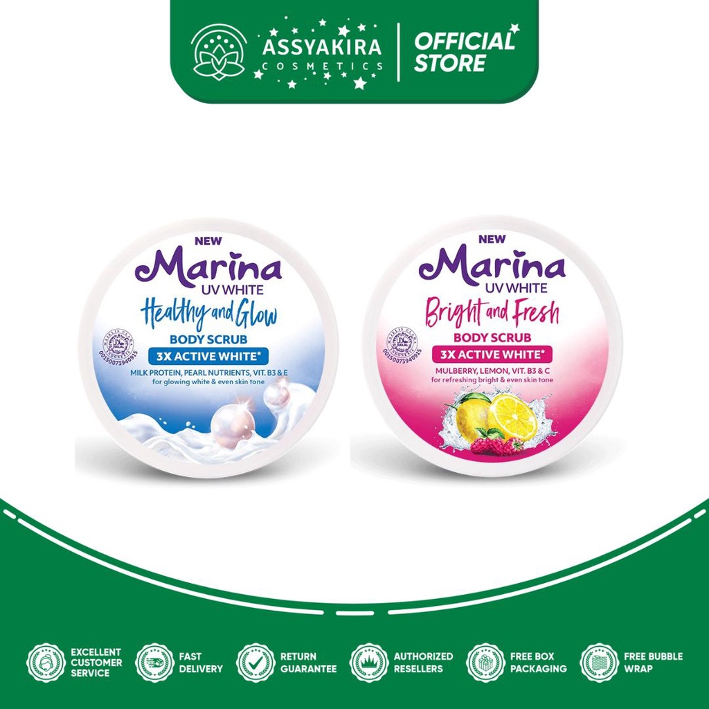 Marina UV White Healthy &amp; Glow Body Scrub | Marina UV White Bright &amp; Fresh Body Scrub