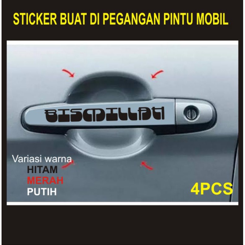 sticker bismillah handle pintu mobil