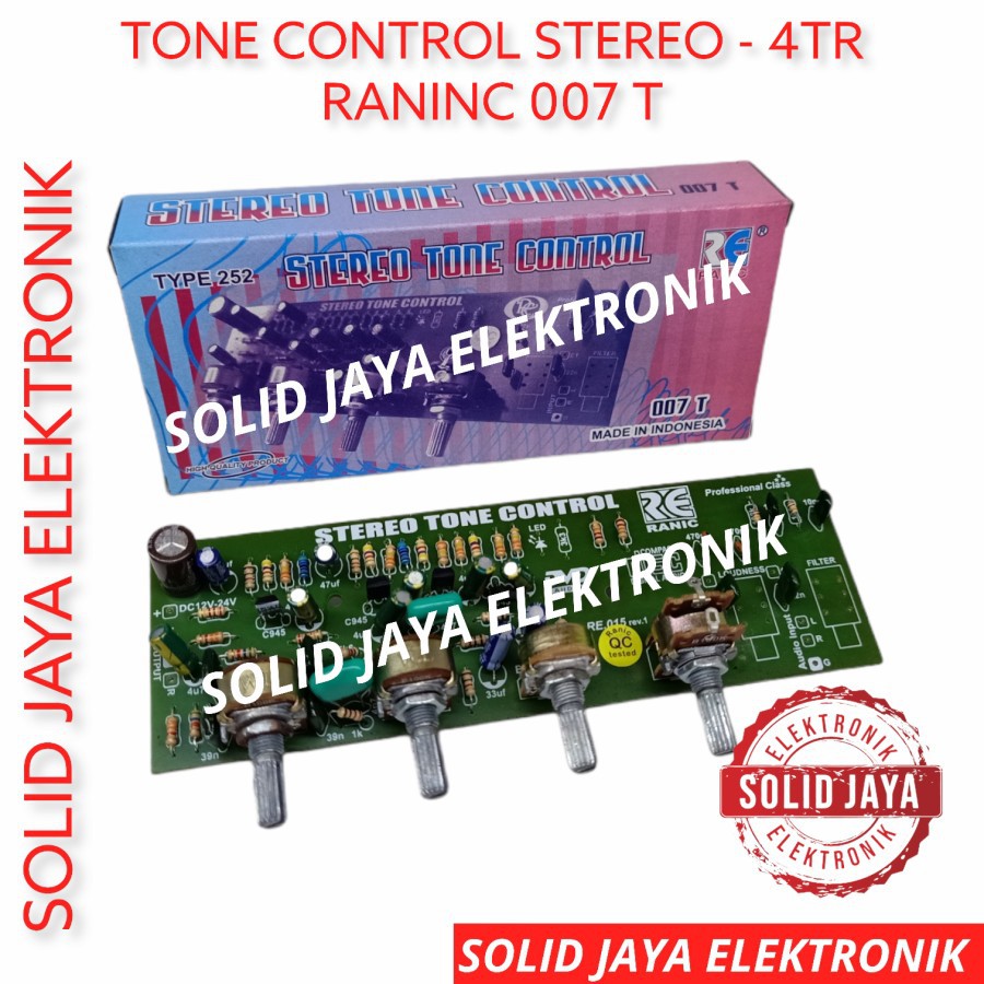 KIT TONE CONTROL STEREO 4 TR TRANSISTOR 007T VOLUME - BALANCE - TREABLE - BASS 4 POTENSIO RANIC 252