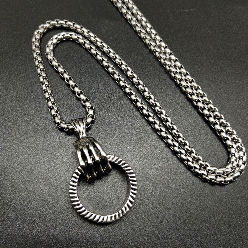 Kalung Rantai Banyak Lapis Dengan Liontin Cincin Gaya Hip Hop Eropa / Amerika Untuk Unisex / Pria / Wanita