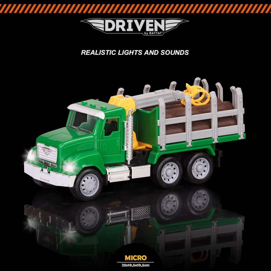 DRIVEN BY BATTAT Micro Series Micro Truck Logging Mainan Anak Diecast