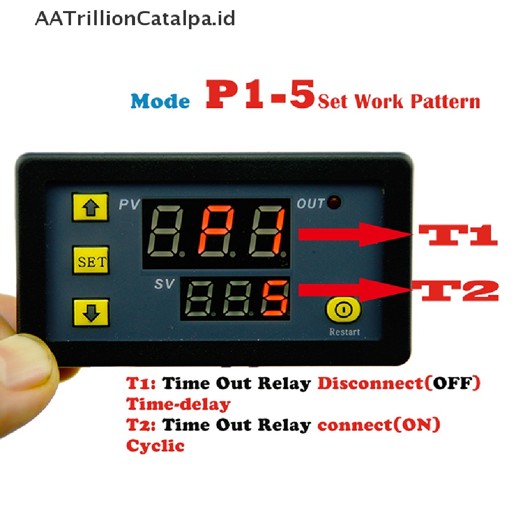 Aatrillioncatalpa Modul Relay Timer Digital DC 12V 20A 0-999h