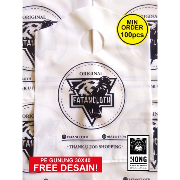 

Plastik olshop PE Gunung 30x40cm, custom sablon 1 warna (min order 100pcs)