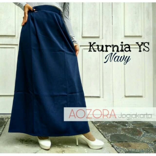 Rok polos panjang kerja kantor wanita A line Kurnia ys