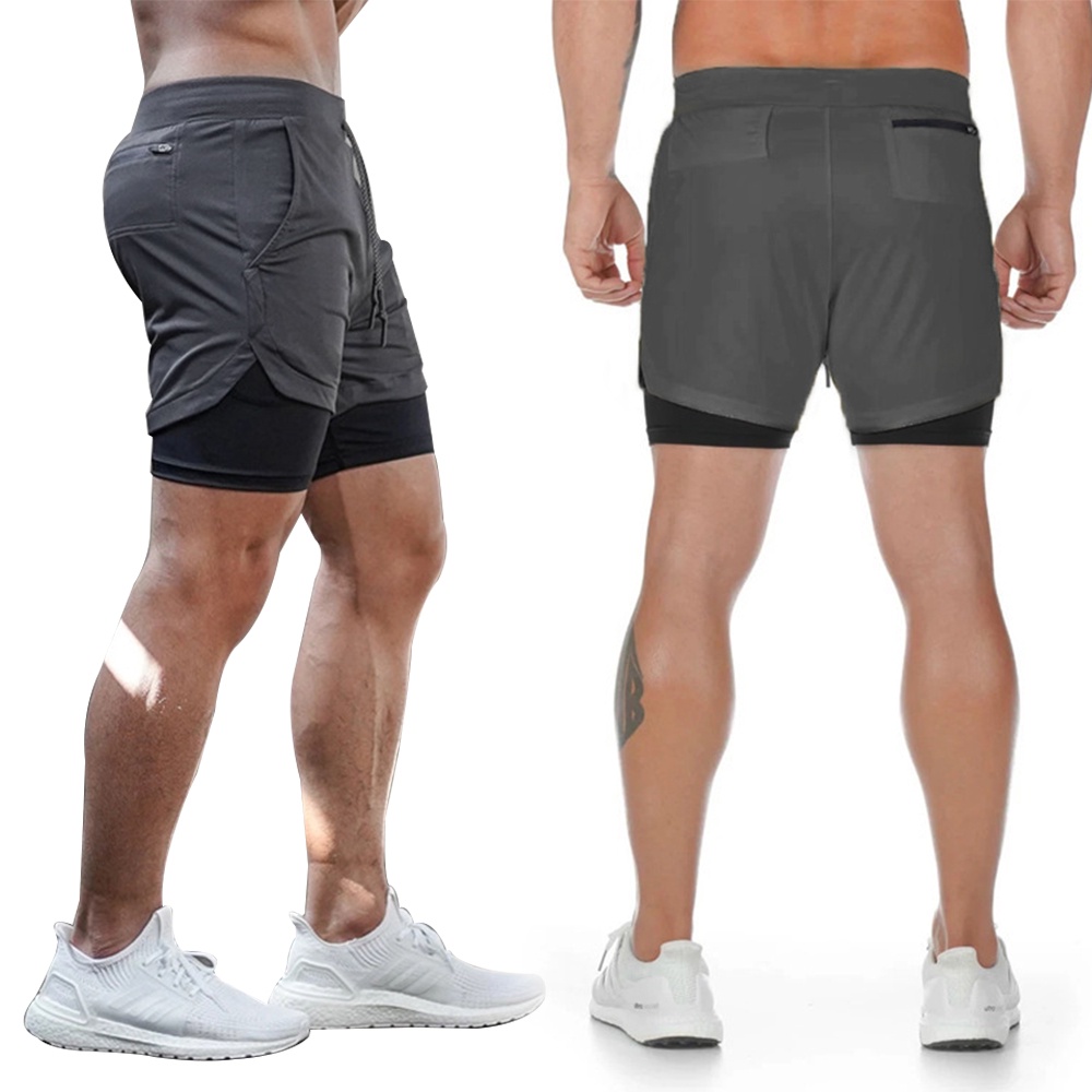 Celana Pendek Olahraga Legging Sport Pria Running Gym Fitness-2