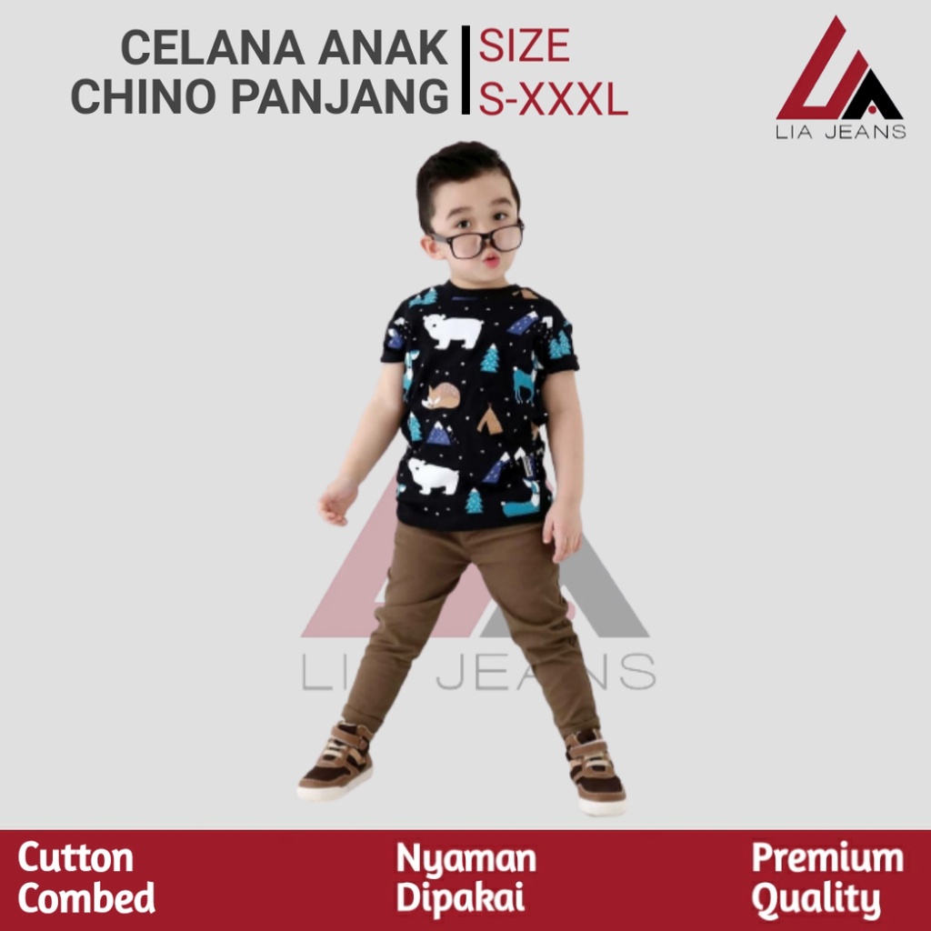 Celana anak laki laki perempuan usia 1-10 tahun celana chino panjang celana anak cowok celana bayi celana remaja celana hitam anak jumbo celana anak pinggang karet melar