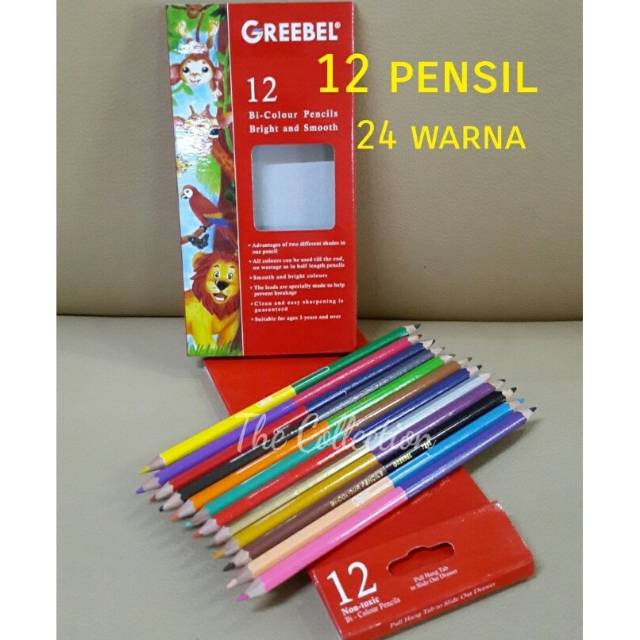 

Greebel Bi-colour 12buah pensil dengan 24warna