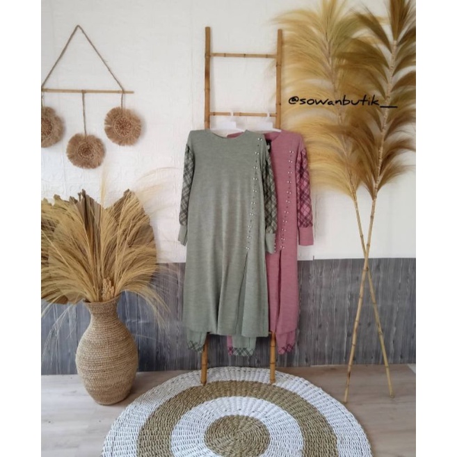 setelan tunik korea import mutiara / setelan korea / setelan import / setelan wanita / setelan tunik